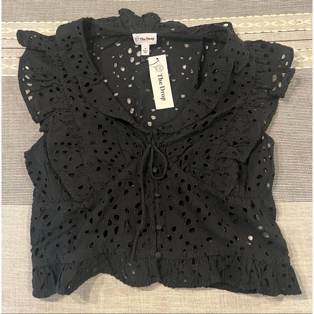 The Drop Womens Margo Tie Front Ruffle Detail Sleeveless Blouse - M - Picture 3 of 7